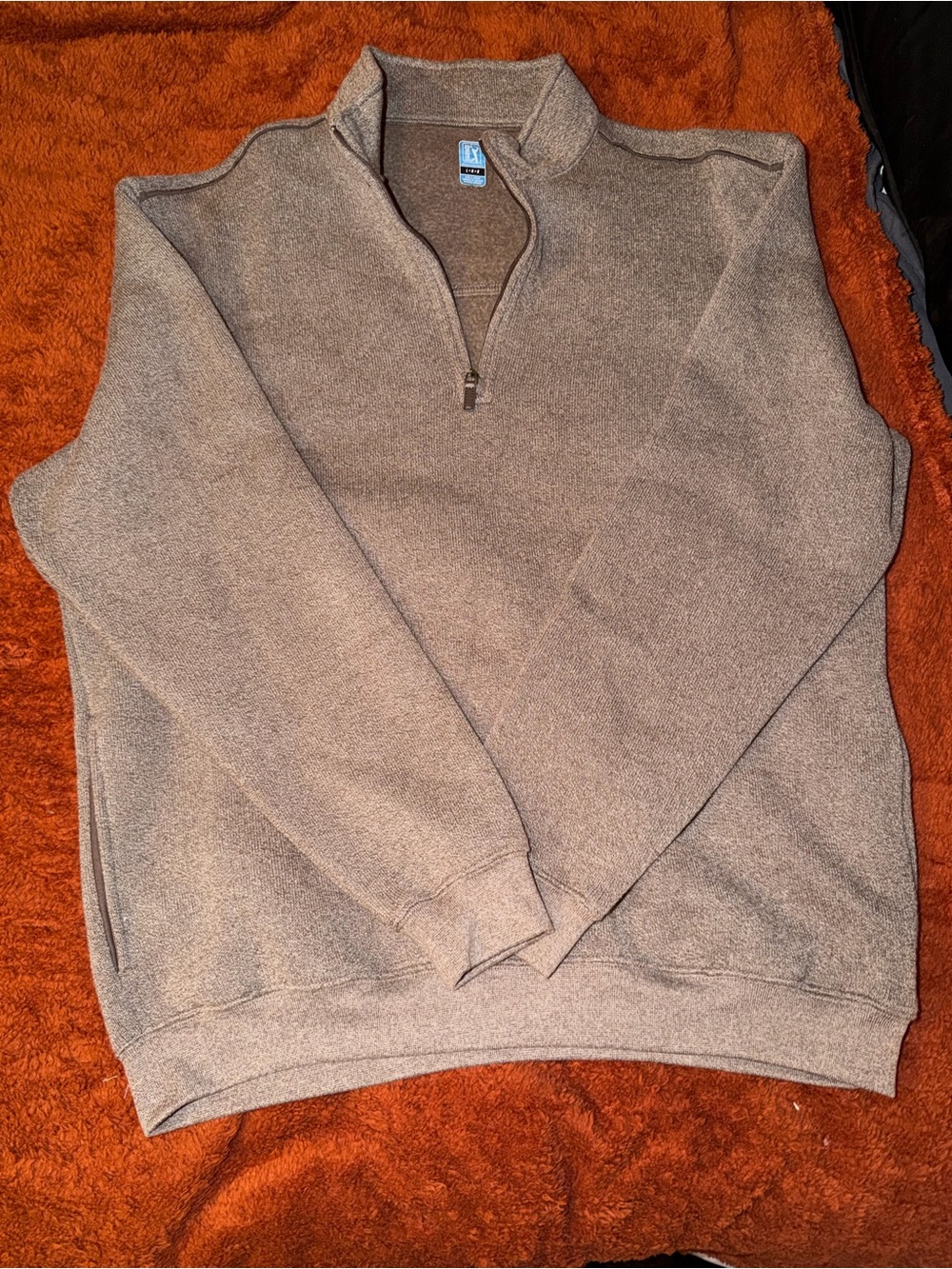 PGA Tour Men's Brown Quarter-Zip Sweater